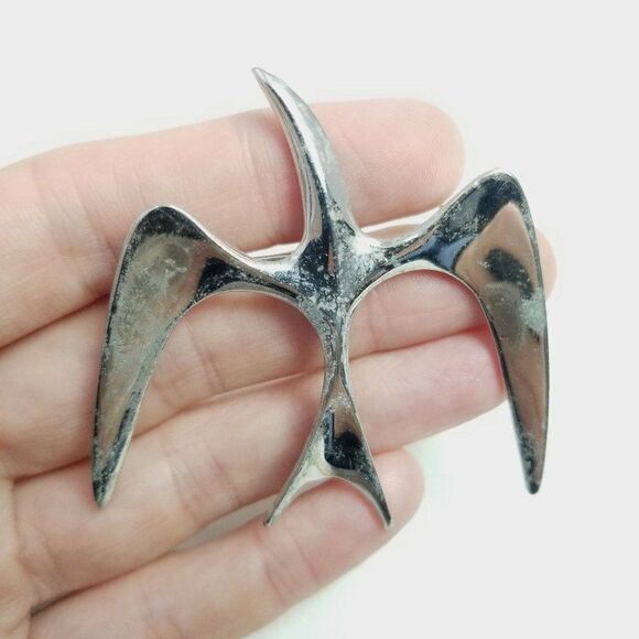 Vintage Sarah Coventry Style Bird Brooch, Silver Tone, Mid Century Style Pin - Picture 6 of 7